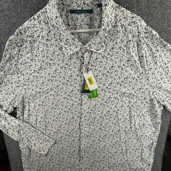 NWT Perry Ellis Icerberg Green Floral 3XB Big Button Up Shirt 100% Viscose Adult - Picture 1 of 16